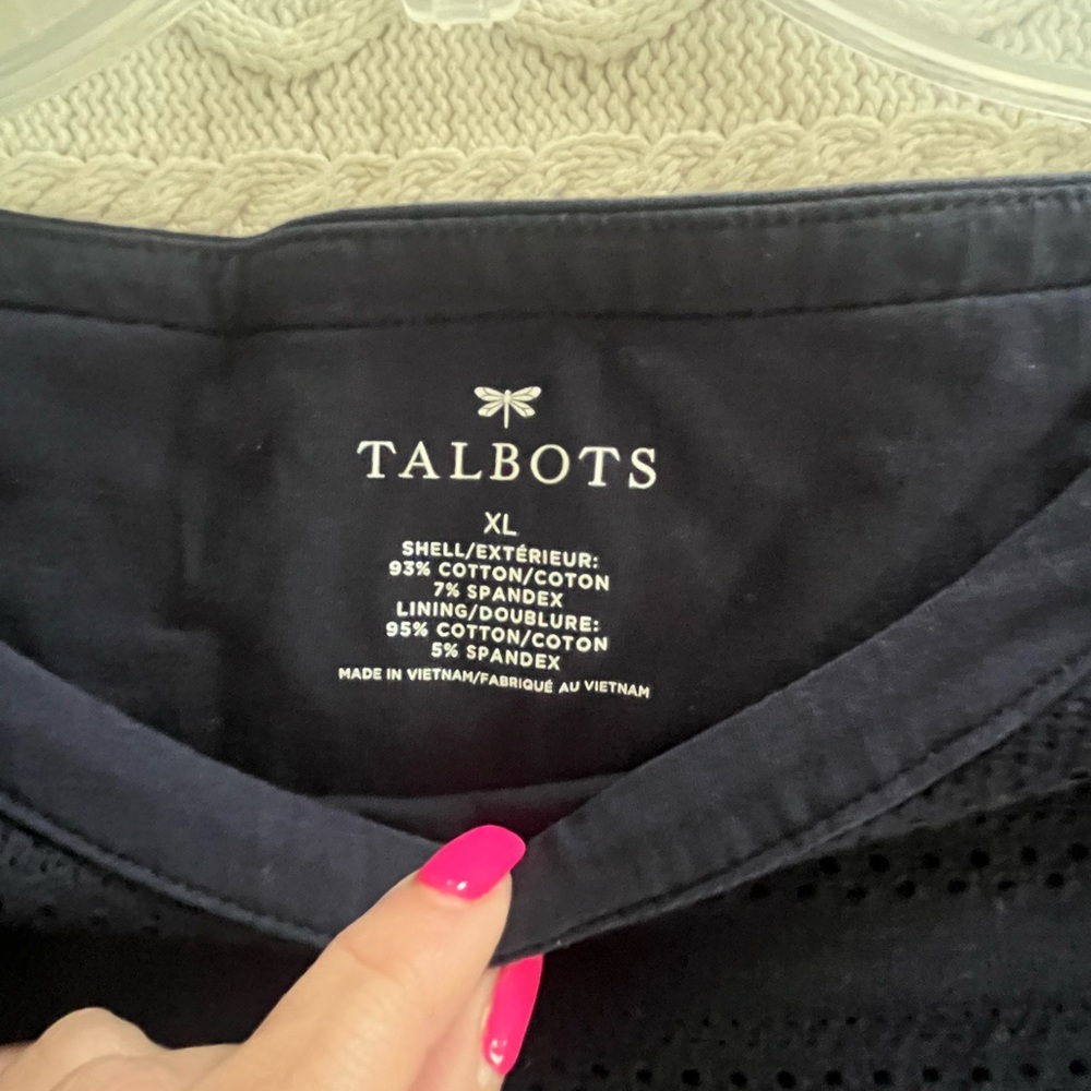 Talbots Women's Navy Blouse Lined 3/4 Sleeve with Button Cuff Detail Sz XL - Picture 8 of 14